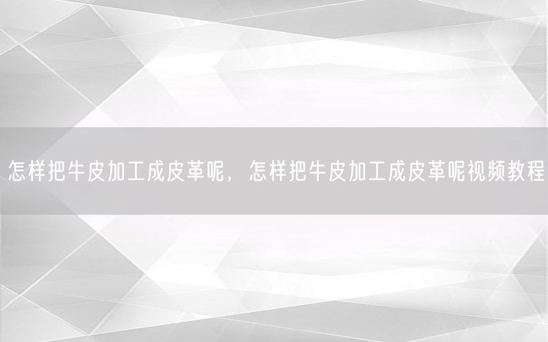 怎样把牛皮加工成皮革呢，怎样把牛皮加工成皮革呢视频教程