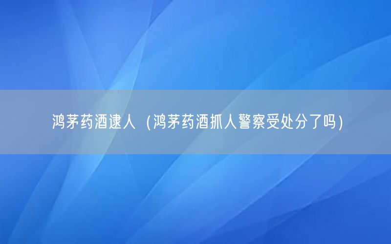 鸿茅药酒逮人（鸿茅药酒抓人警察受处分了吗）