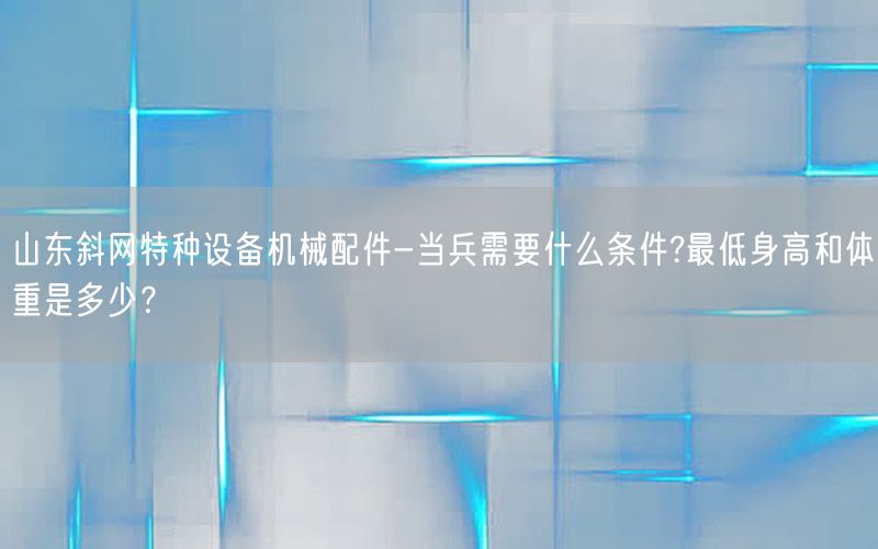 山东斜网特种设备机械配件-当兵需要什么条件?最低身高和体重是多少？