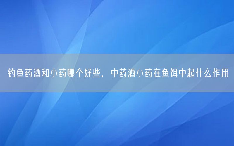 钓鱼药酒和小药哪个好些，中药酒小药在鱼饵中起什么作用