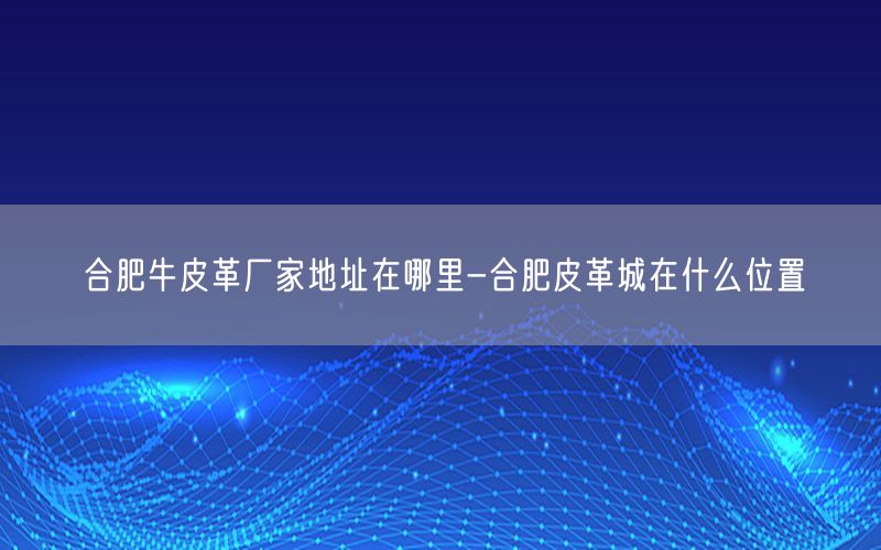 合肥牛皮革厂家地址在哪里-合肥皮革城在什么位置